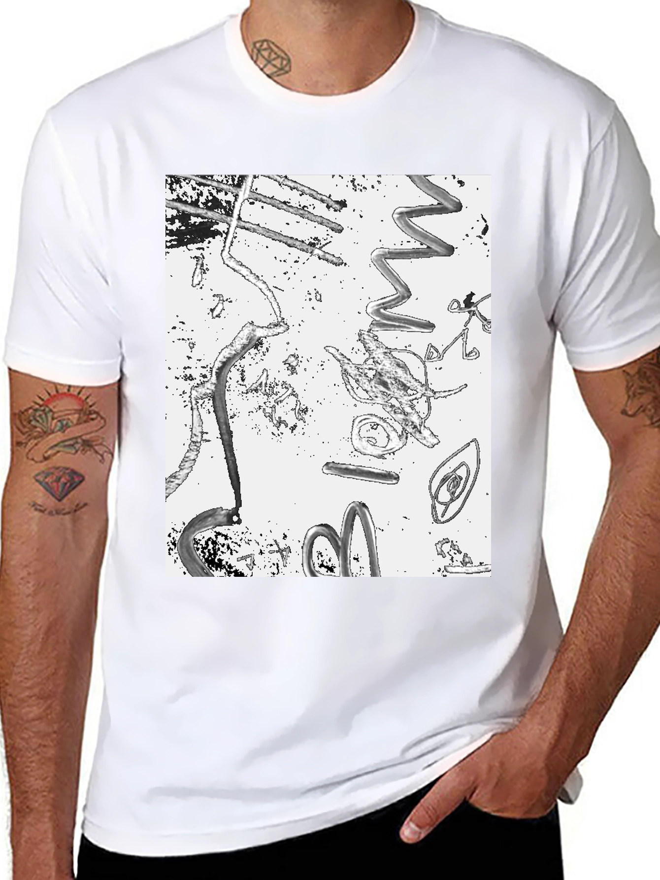 Abstract Art Print Black T-Shirt