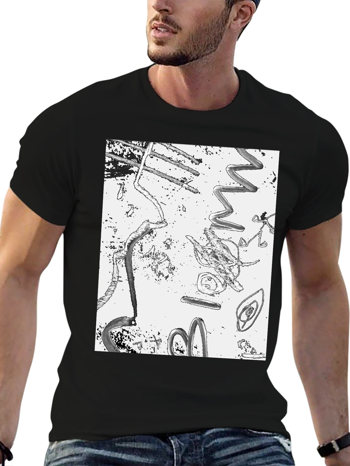 Abstract Art Print Black T-Shirt