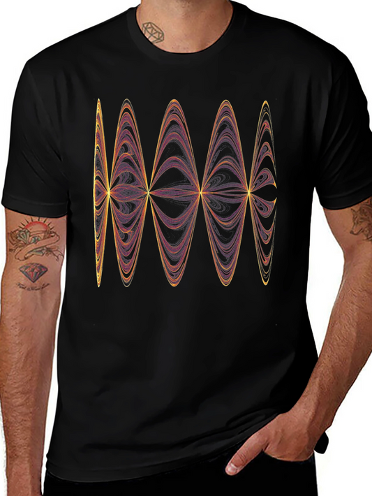 Abstract Wave Design Black T-Shirt