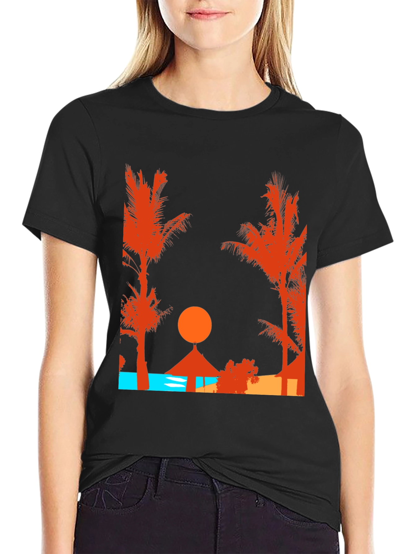 Sunset Beach Graphic T-Shirt - Tropical Getaway Design