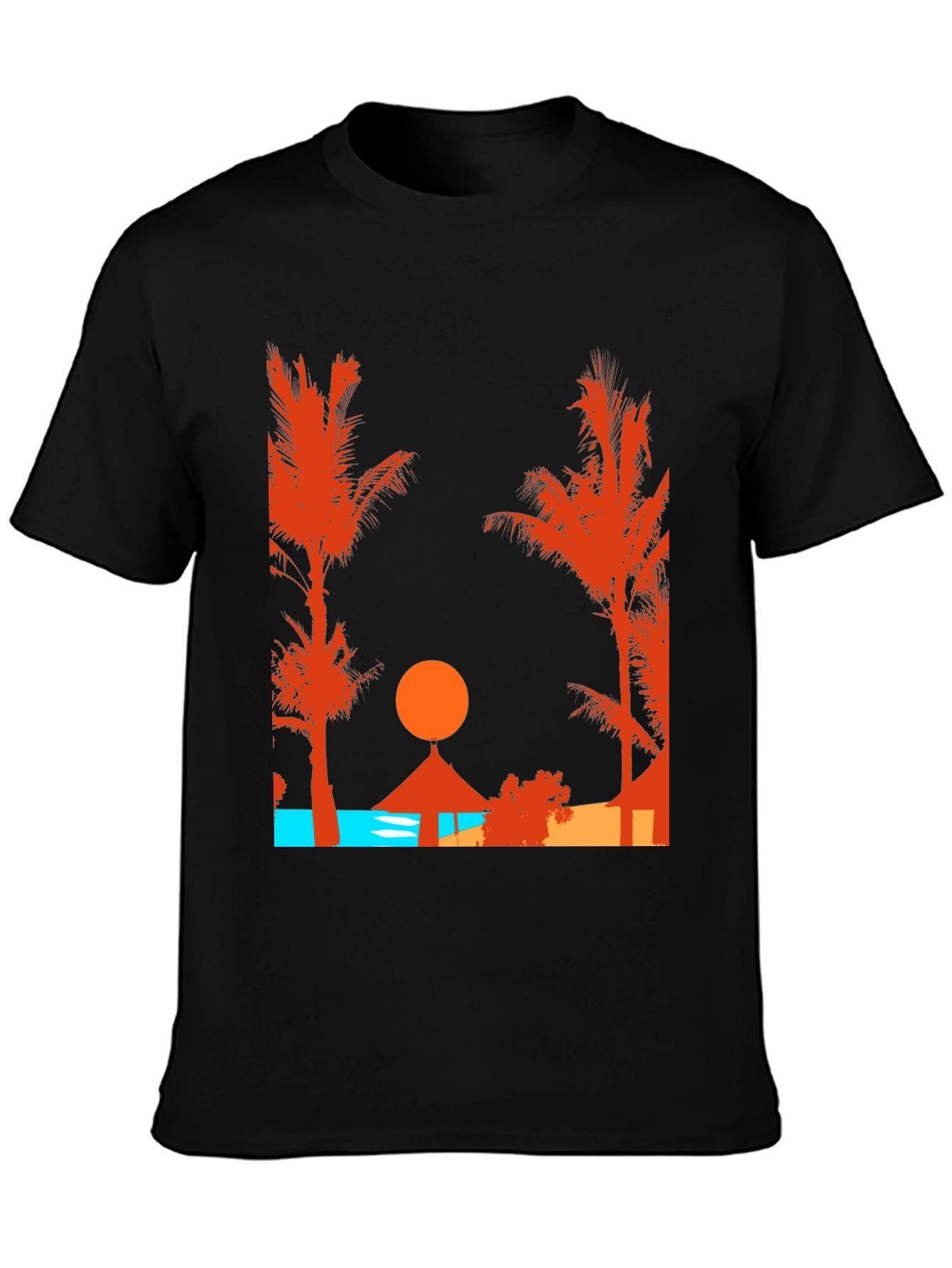Sunset Beach Graphic T-Shirt - Tropical Getaway Design