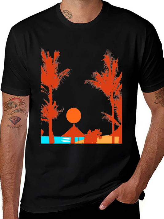 Sunset Beach Graphic T-Shirt - Tropical Getaway Design