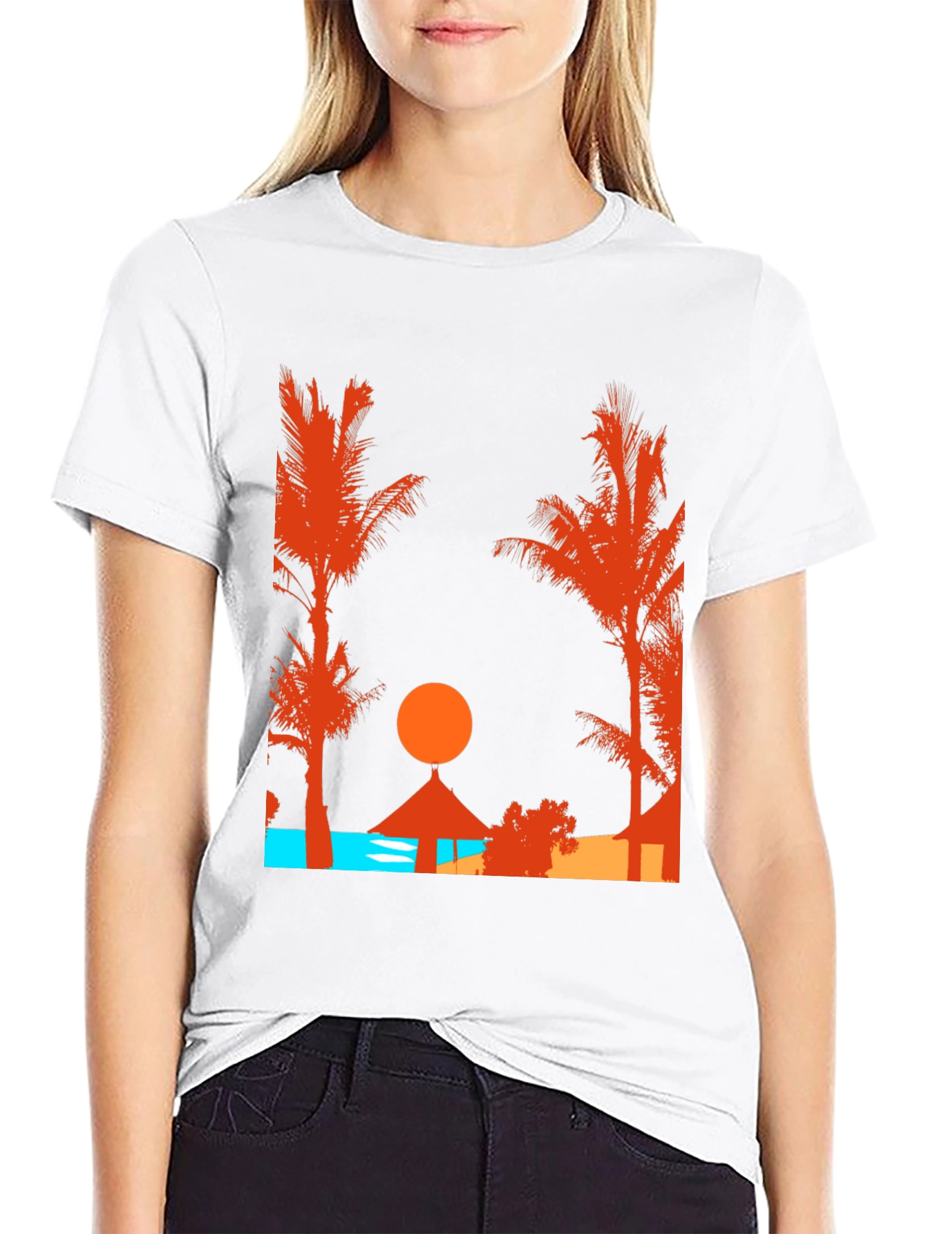 Sunset Beach Graphic T-Shirt - Tropical Getaway Design