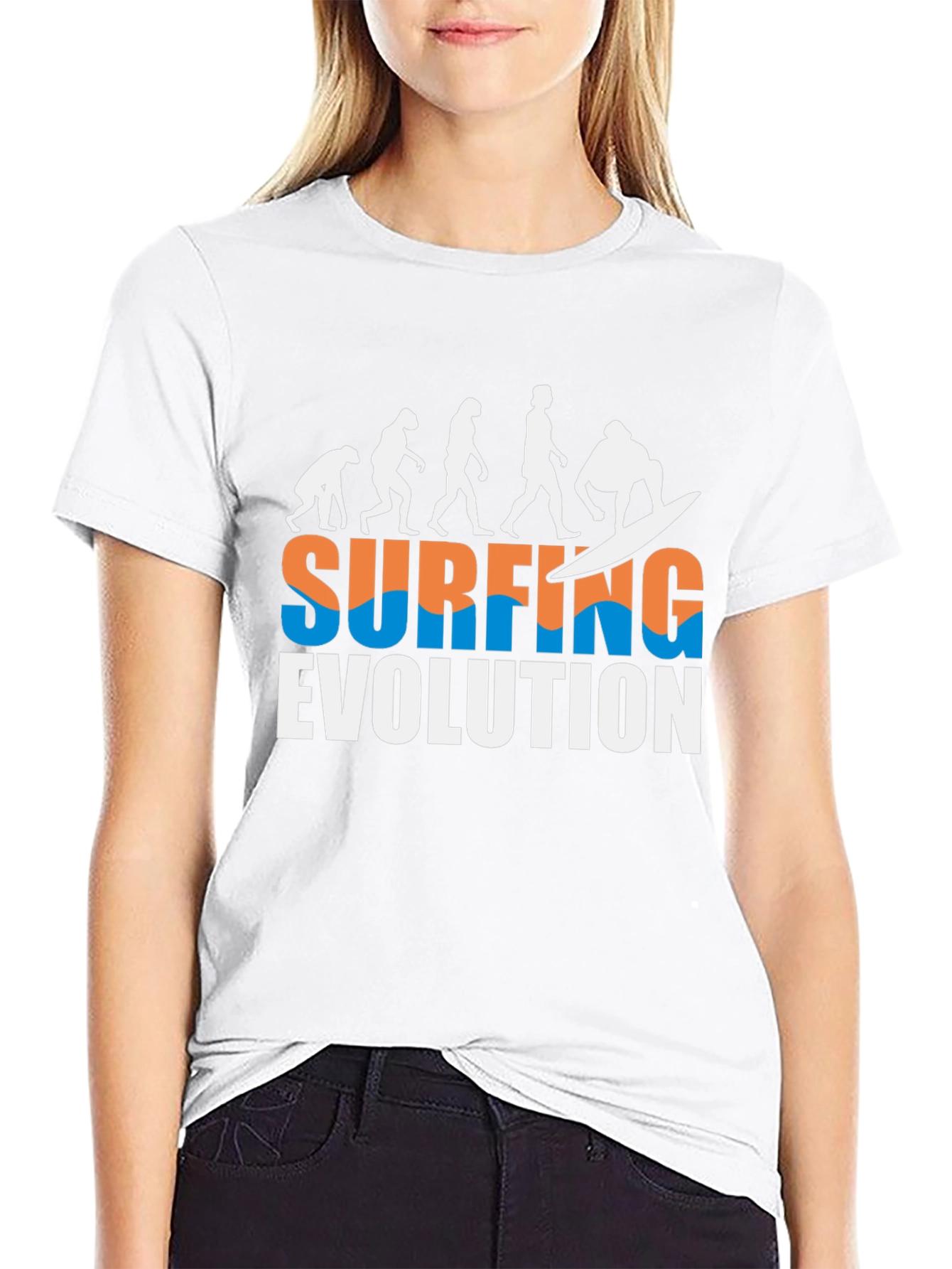 Surfing Evolution Graphic Tee - Cool Black T-Shirt