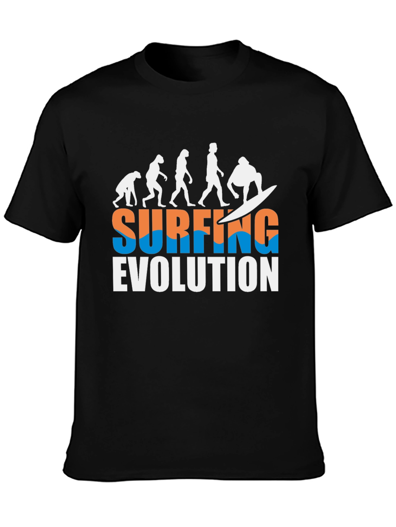 Surfing Evolution Graphic Tee - Cool Black T-Shirt