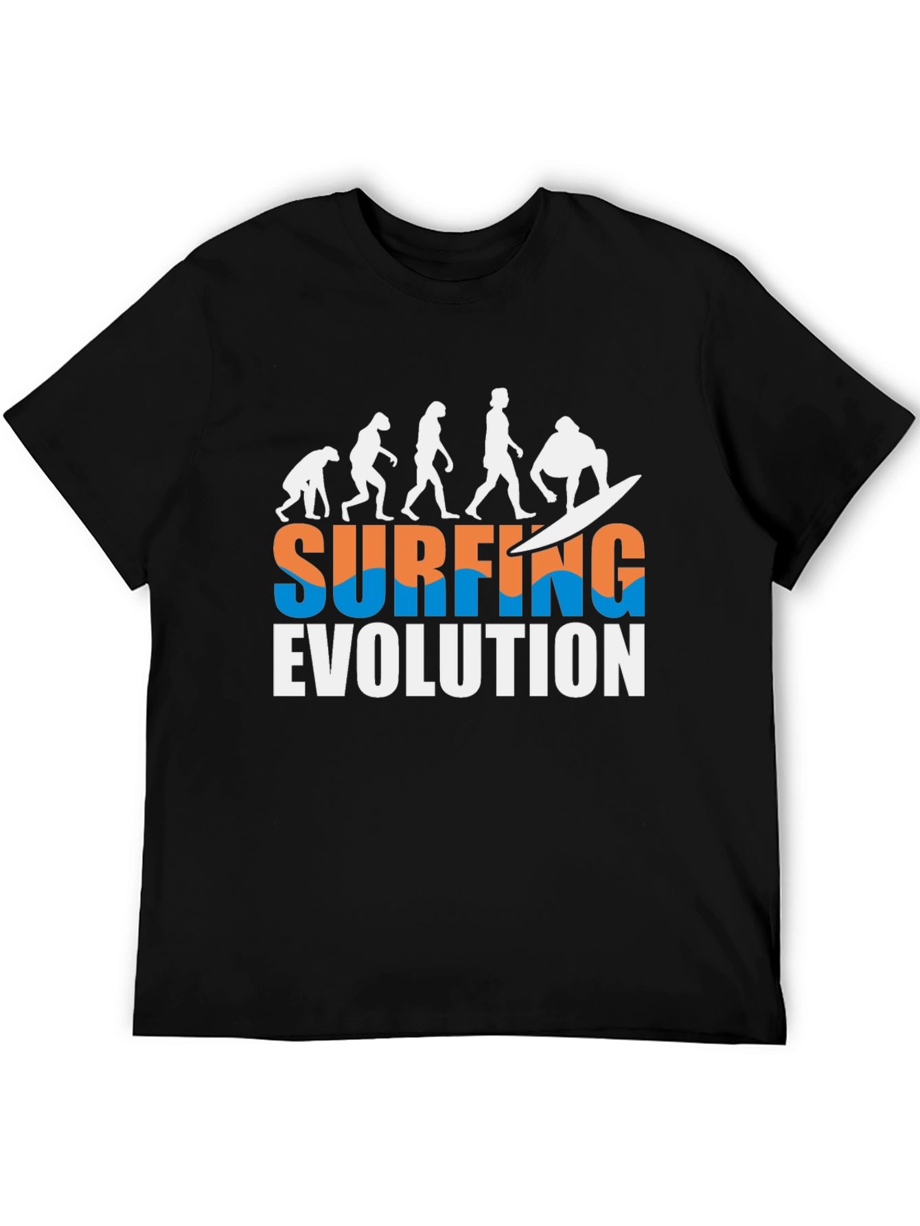 Surfing Evolution Graphic Tee - Cool Black T-Shirt