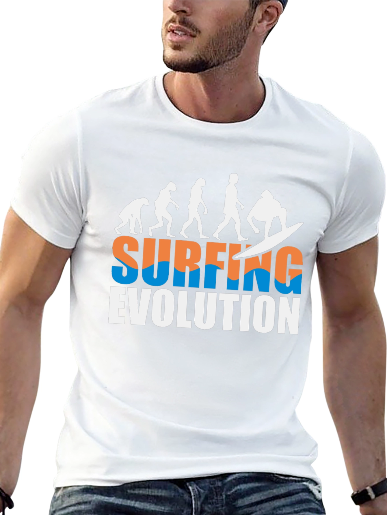 Surfing Evolution Graphic Tee - Cool Black T-Shirt