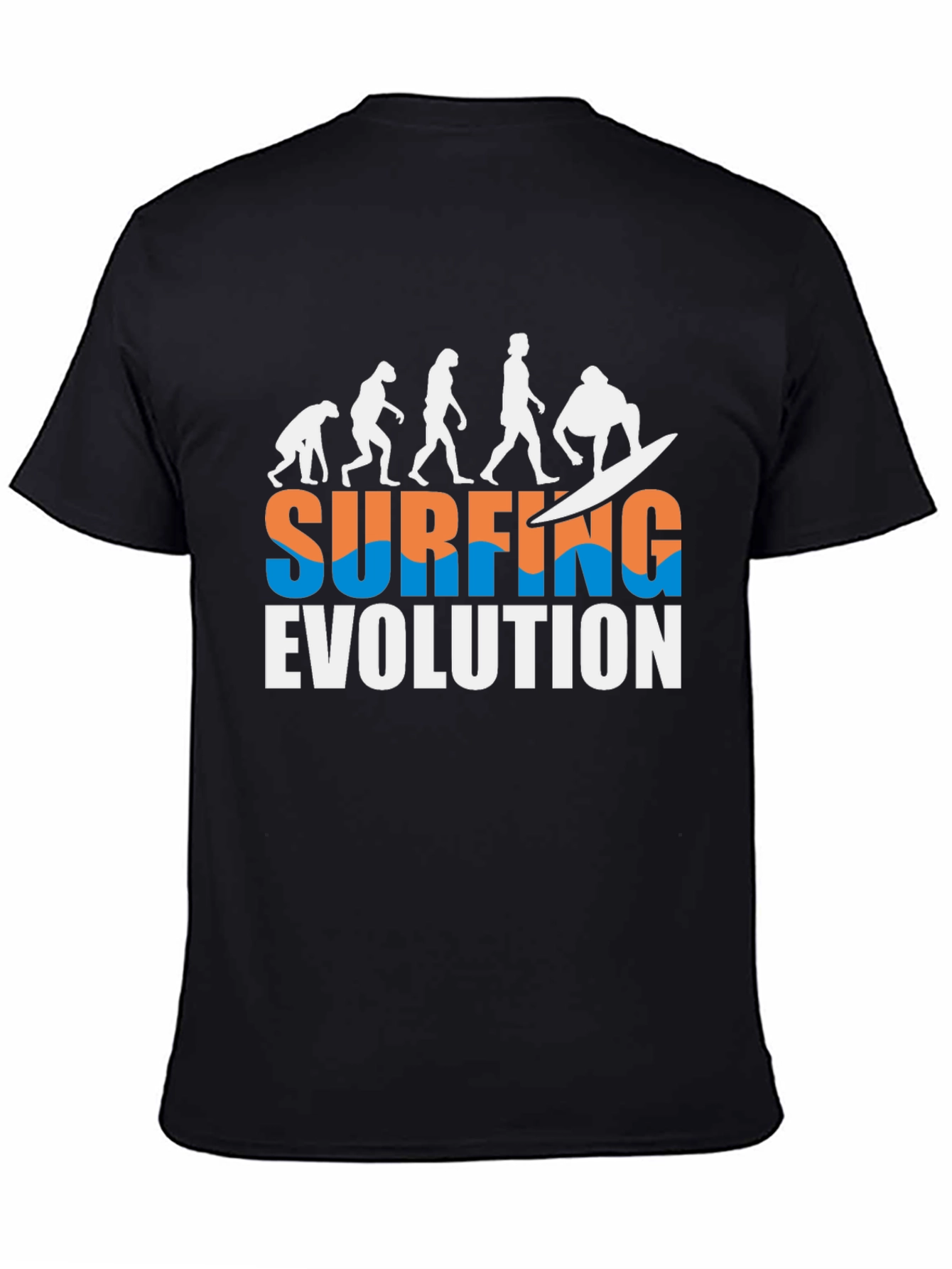 Surfing Evolution Graphic Tee - Cool Black T-Shirt
