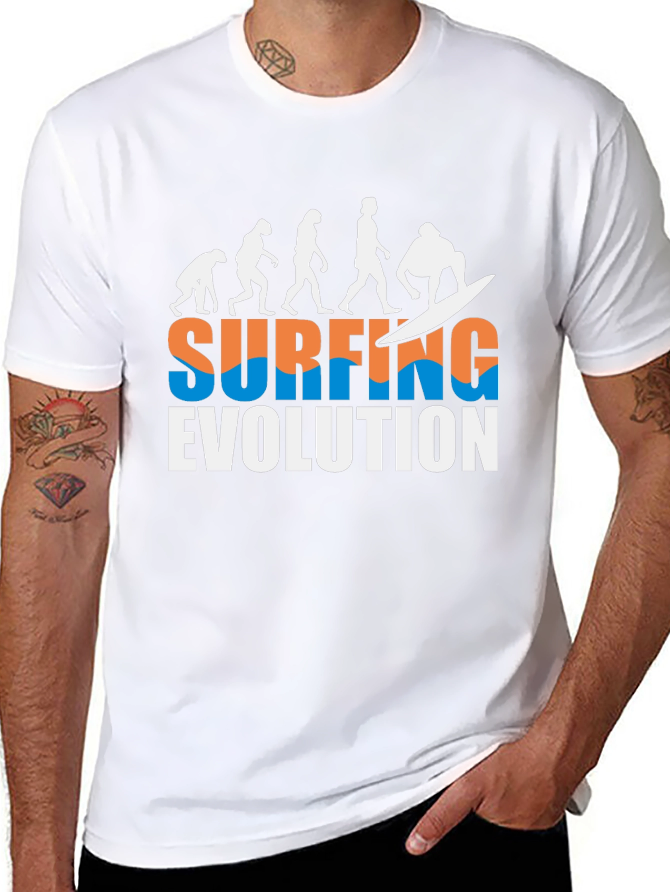 Surfing Evolution Graphic Tee - Cool Black T-Shirt