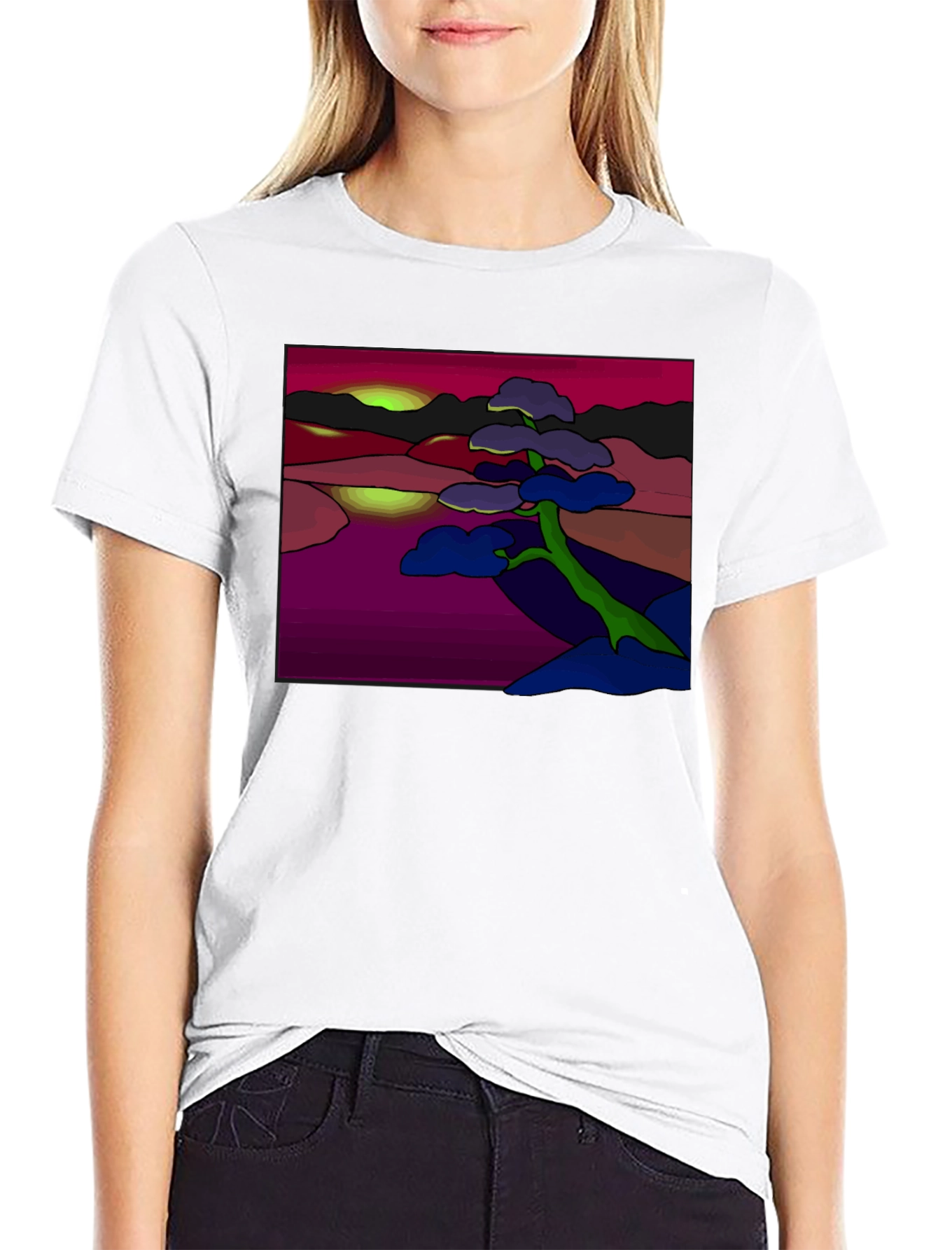 Abstract Landscape Tee: Artistic Graphic Print T-Shirt
