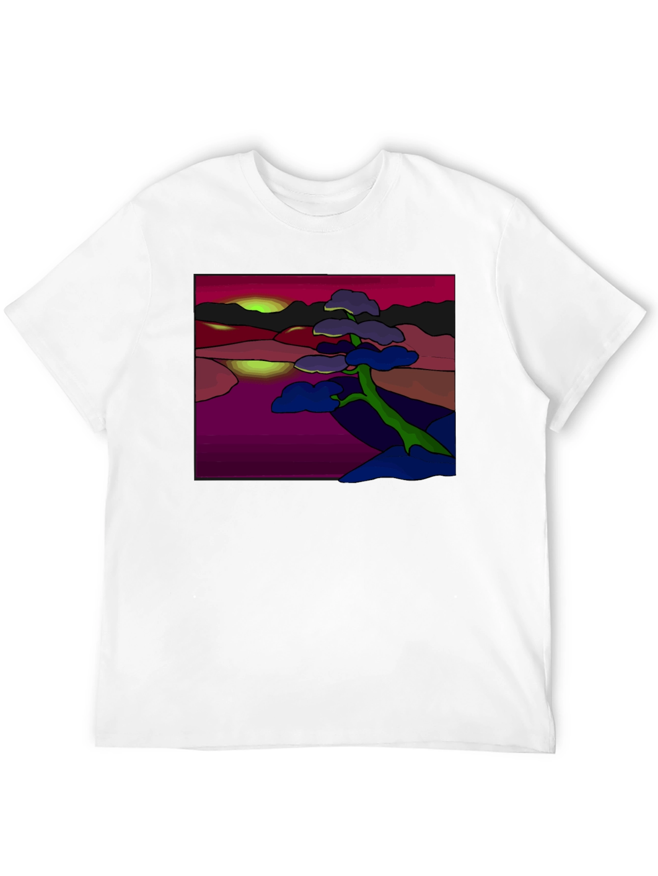 Abstract Landscape Tee: Artistic Graphic Print T-Shirt