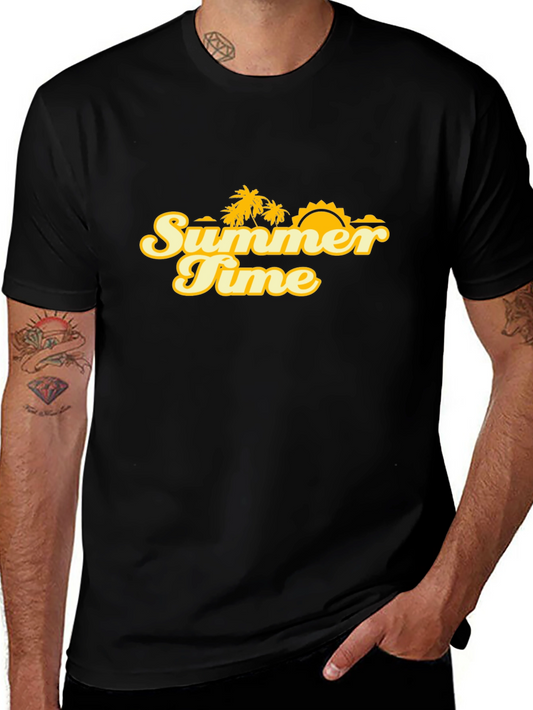 Summer Time Graphic Tee - Black Cotton Blend