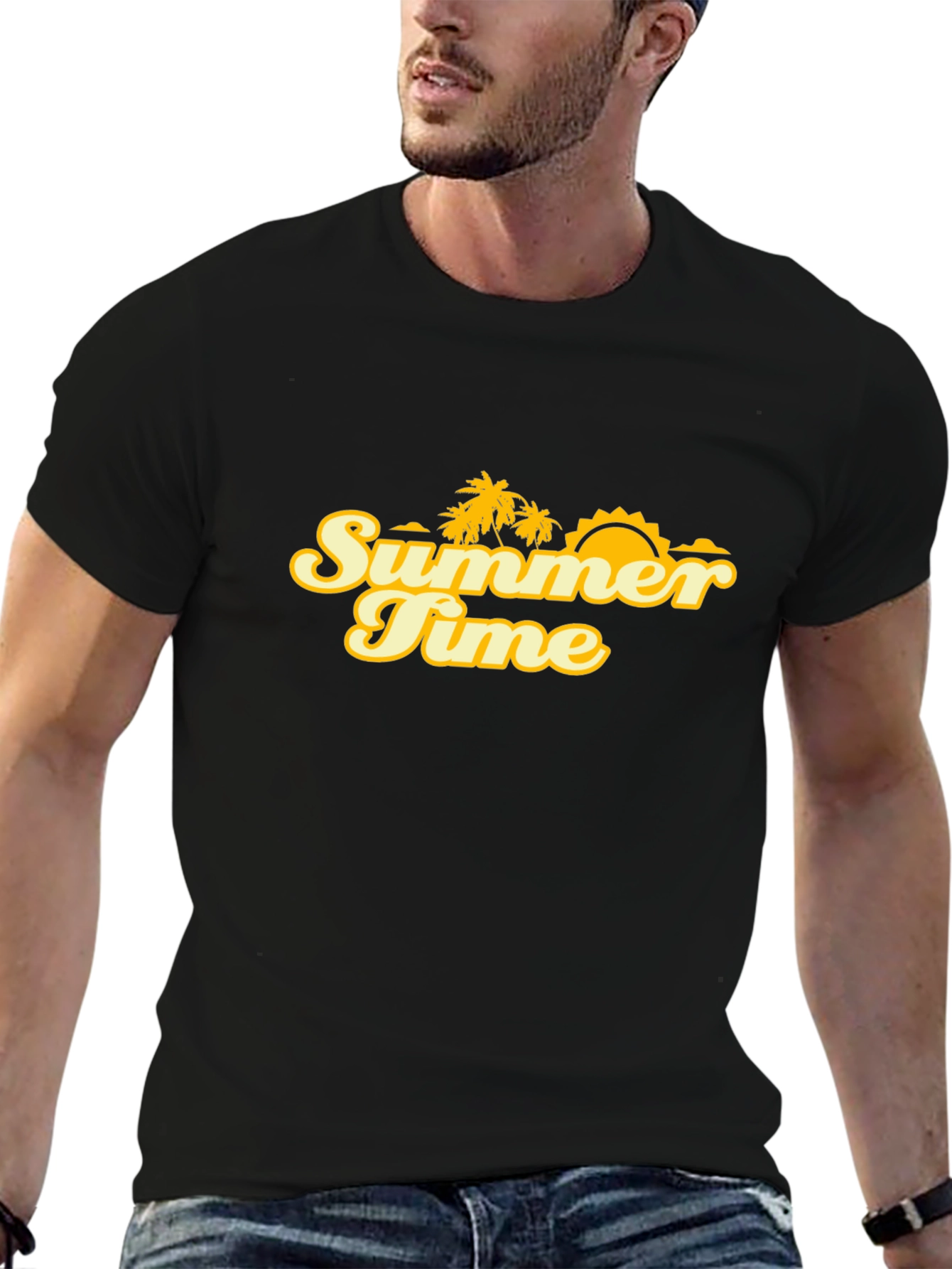 Summer Time Graphic Tee - Black Cotton Blend