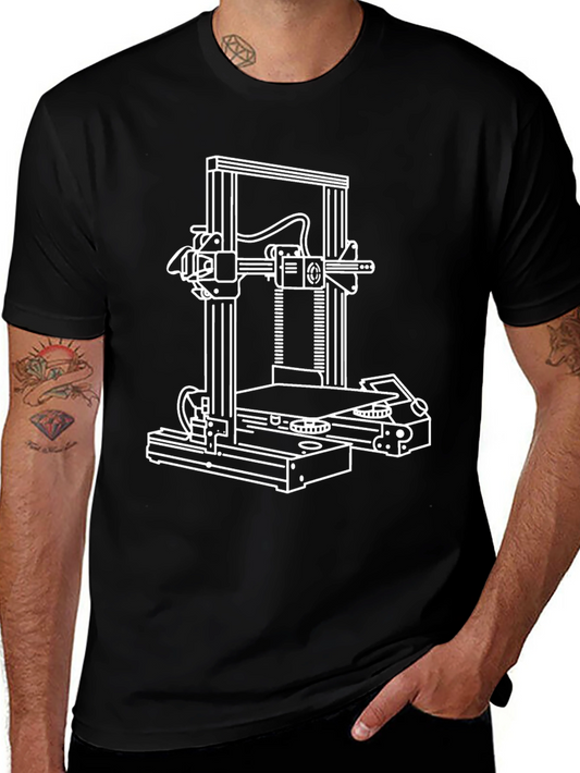 3D Printer Graphic Tee - Black Cotton Blend