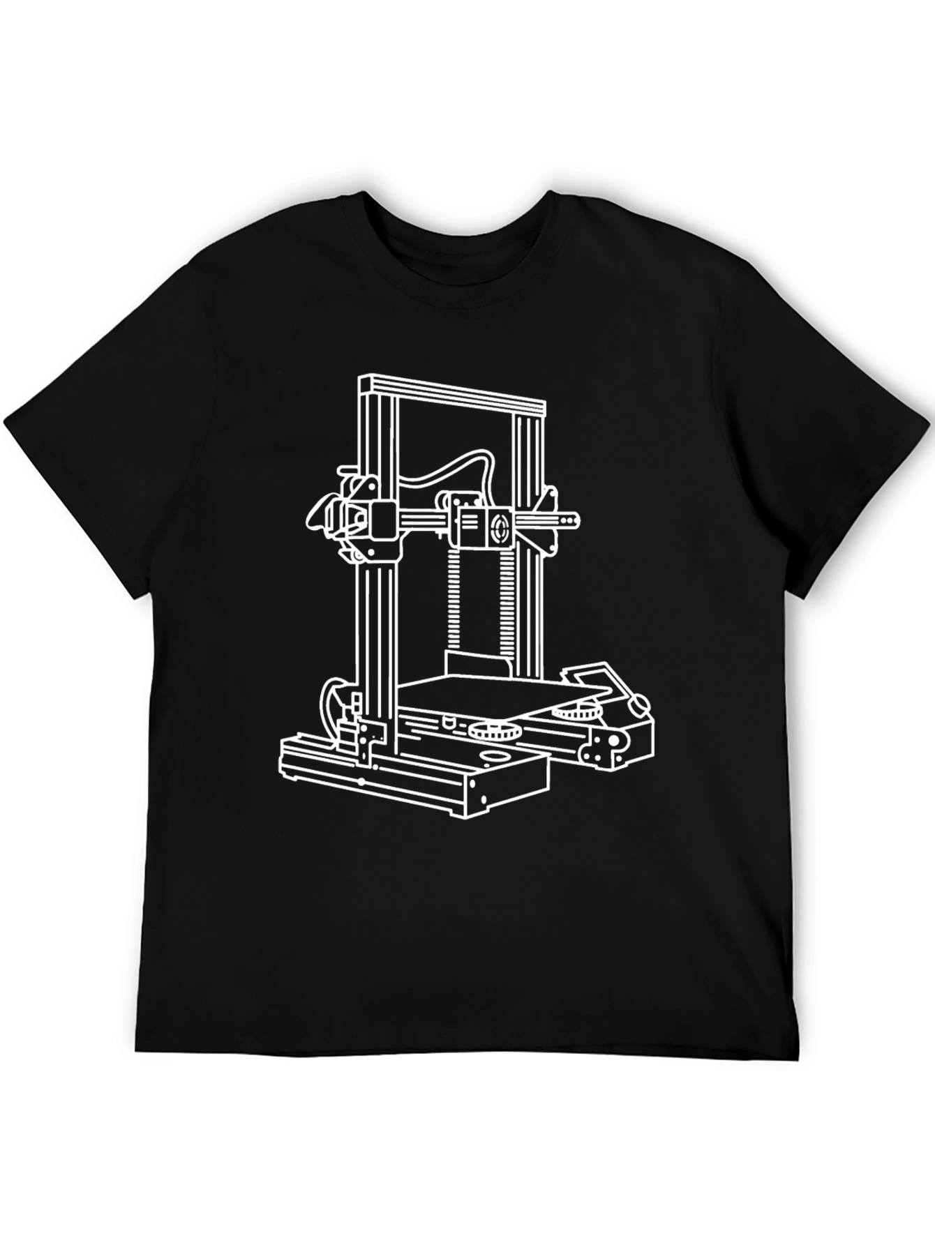 3D Printer Graphic Tee - Black Cotton Blend