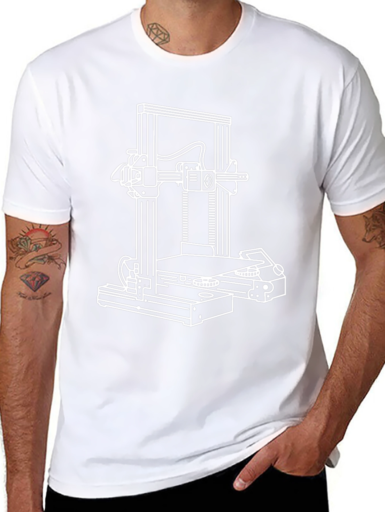 3D Printer Graphic Tee - Black Cotton Blend