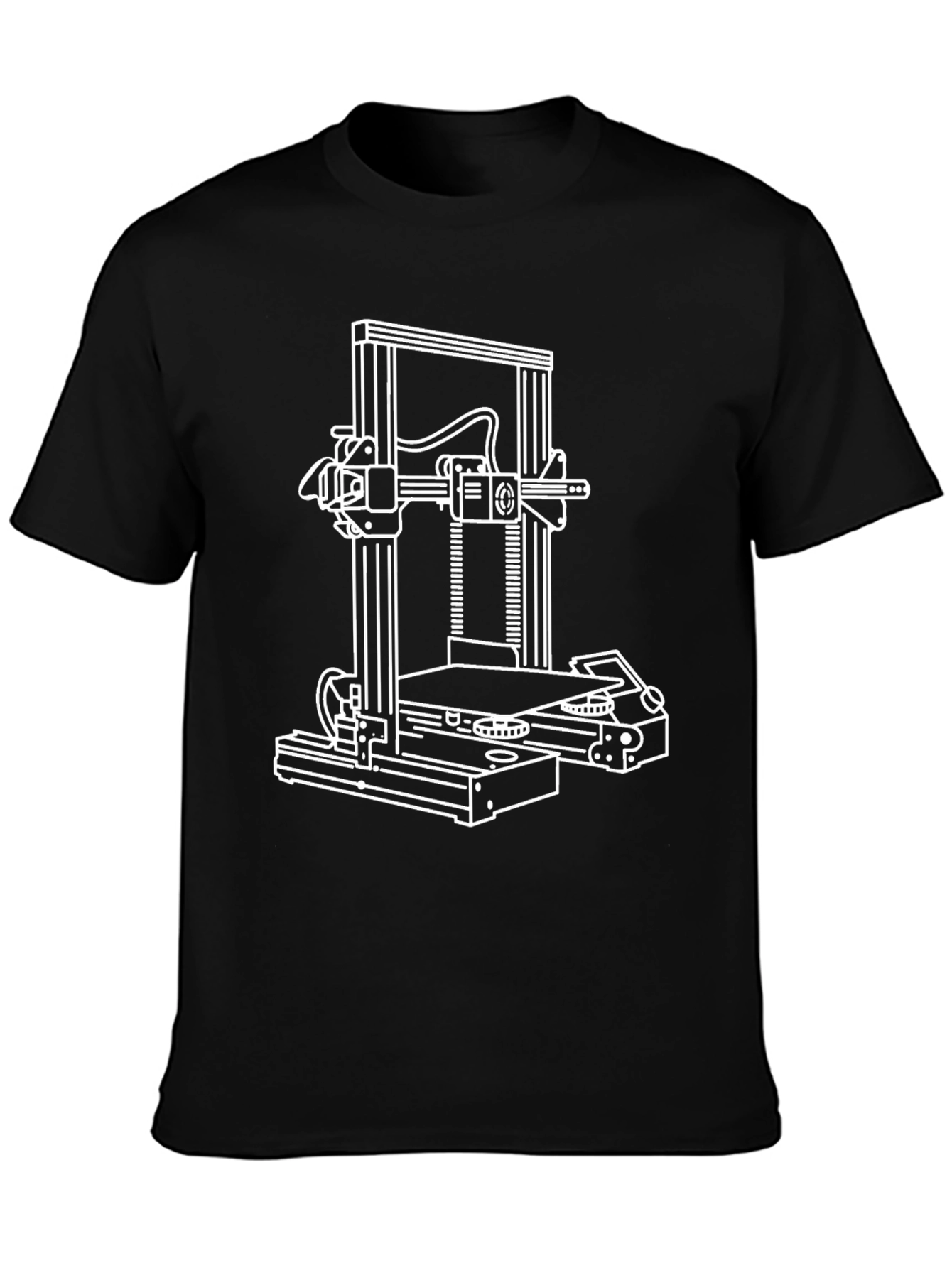 3D Printer Graphic Tee - Black Cotton Blend