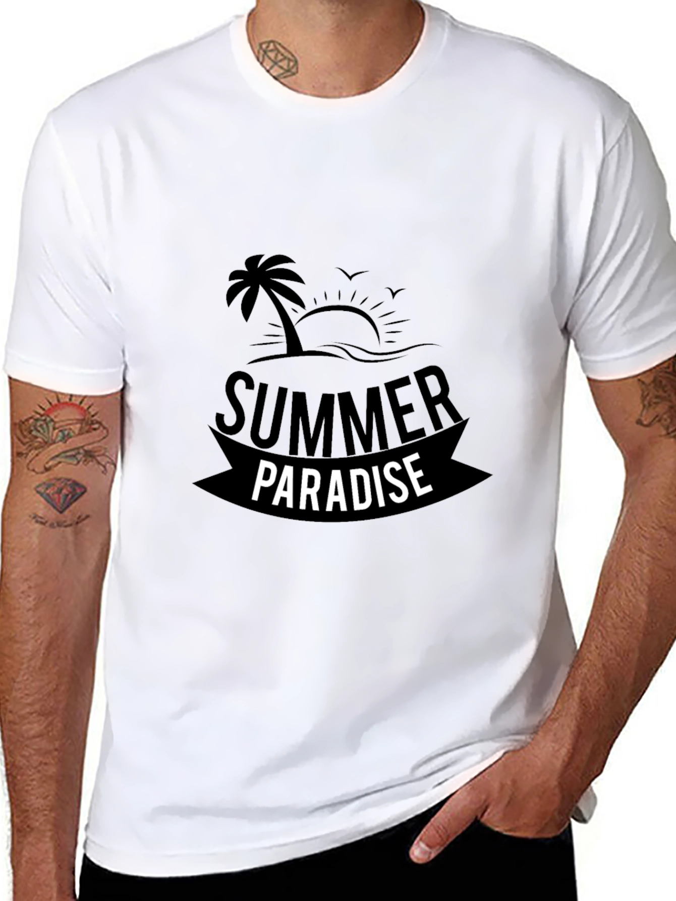 Summer Paradise Black Graphic Tee