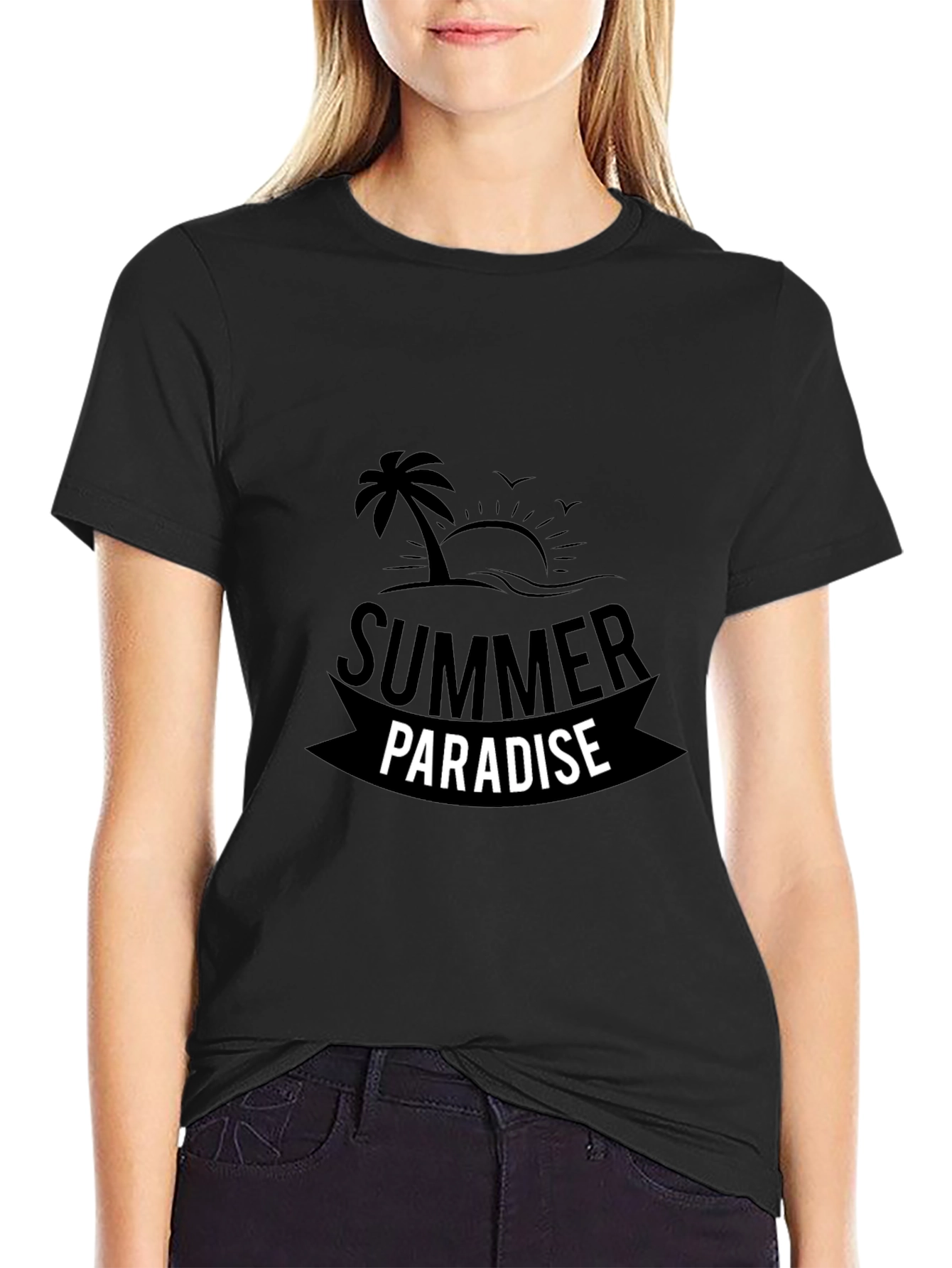 Summer Paradise Black Graphic Tee