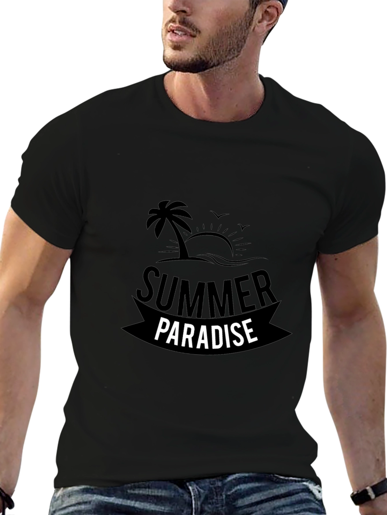 Summer Paradise Black Graphic Tee