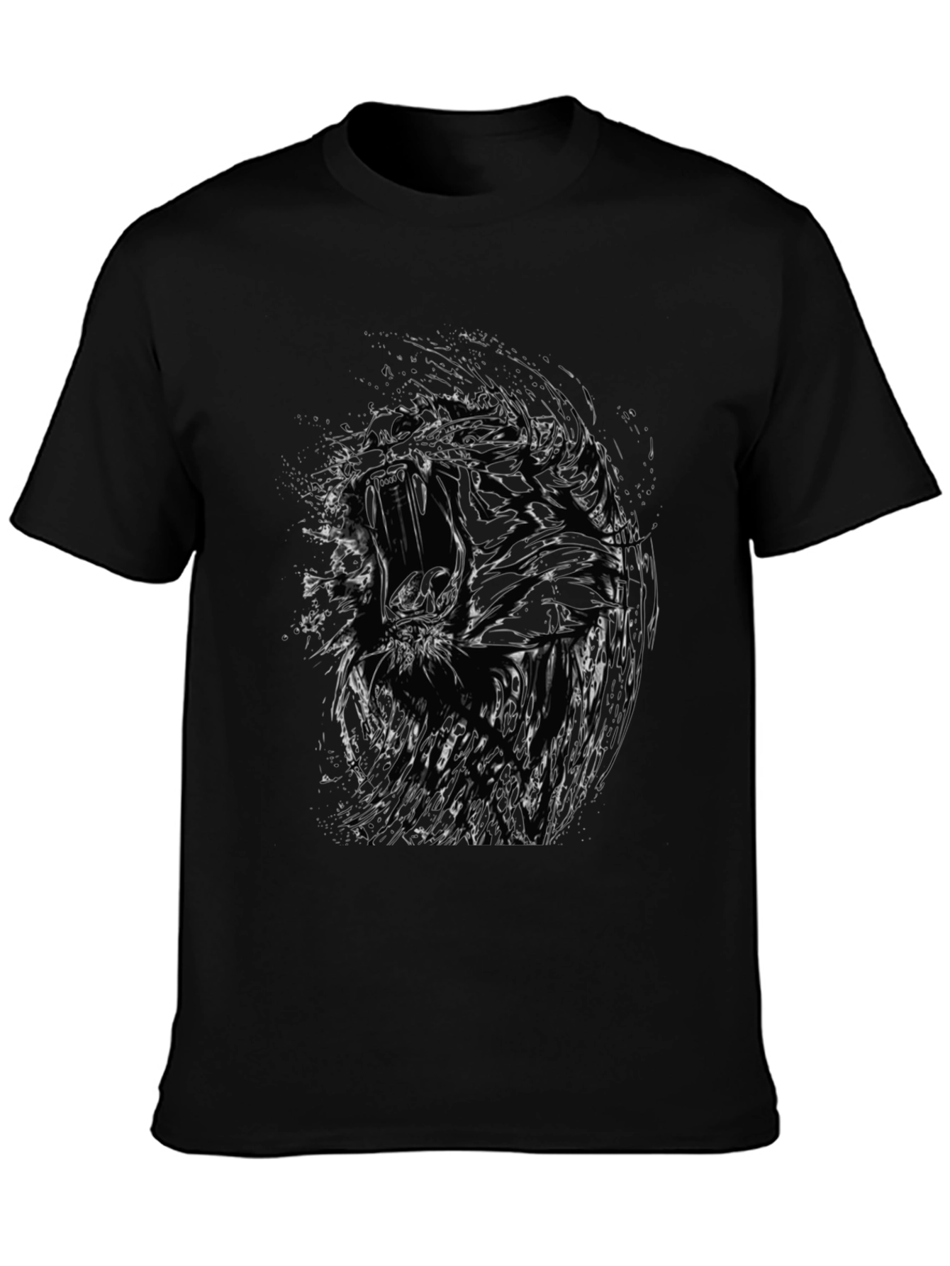 Abstract Tiger Graphic Print Crew Neck T-Shirt
