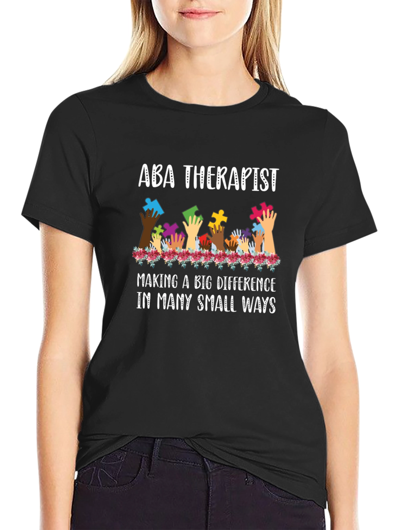 ABA Therapist Puzzle Piece Hands Tee