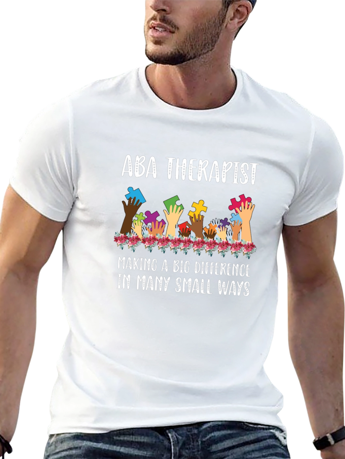 ABA Therapist Puzzle Piece Hands Tee