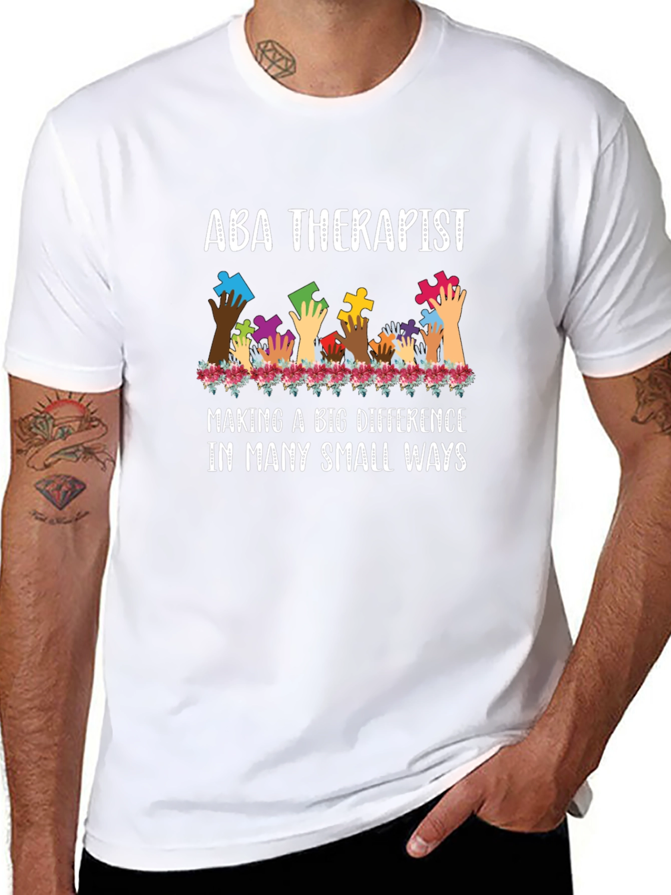 ABA Therapist Puzzle Piece Hands Tee