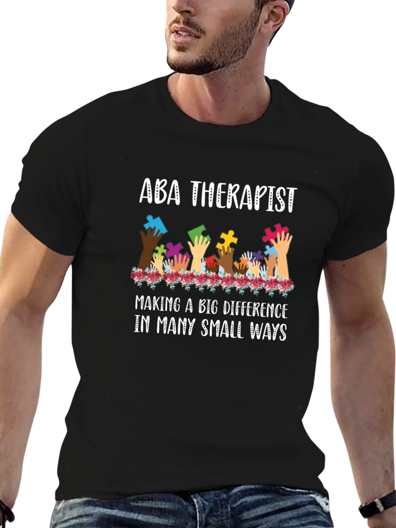 ABA Therapist Puzzle Piece Hands Tee