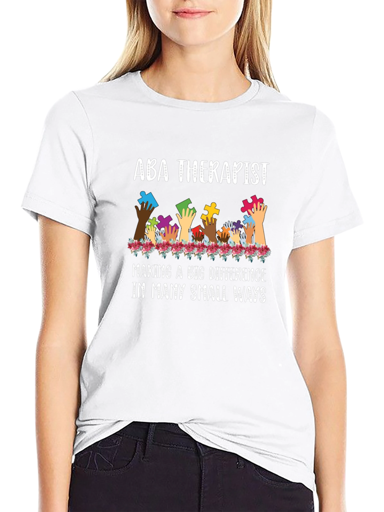 ABA Therapist Puzzle Piece Hands Tee