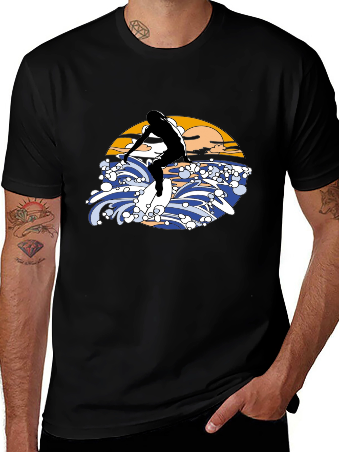 Surfer Graphic Black T-Shirt