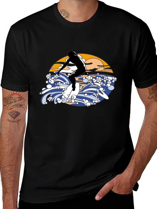 Surfer Graphic Black T-Shirt