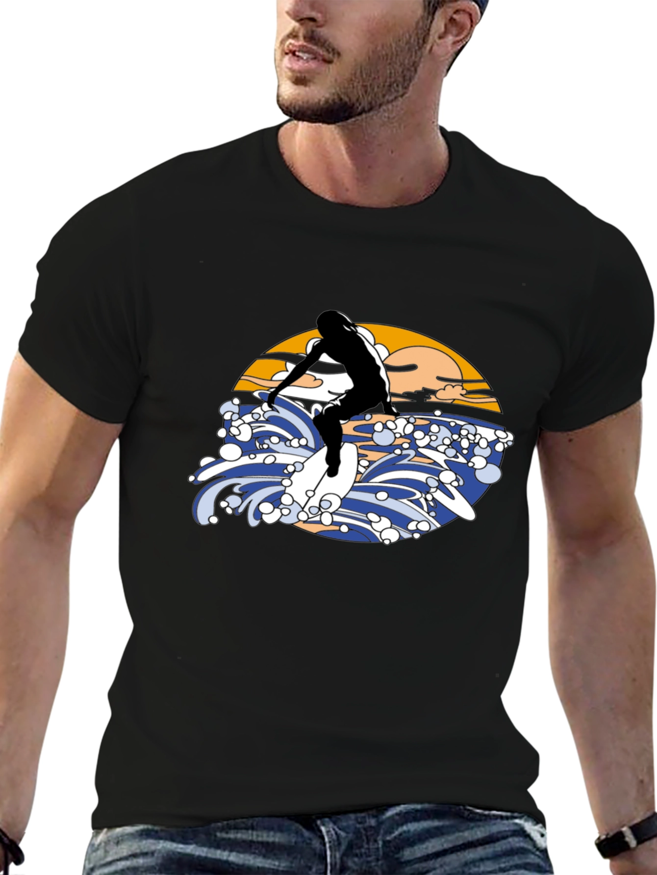 Surfer Graphic Black T-Shirt