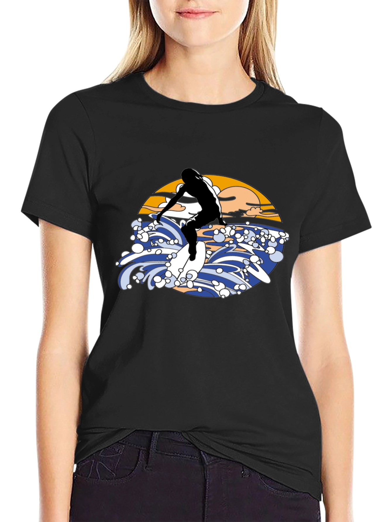 Surfer Graphic Black T-Shirt