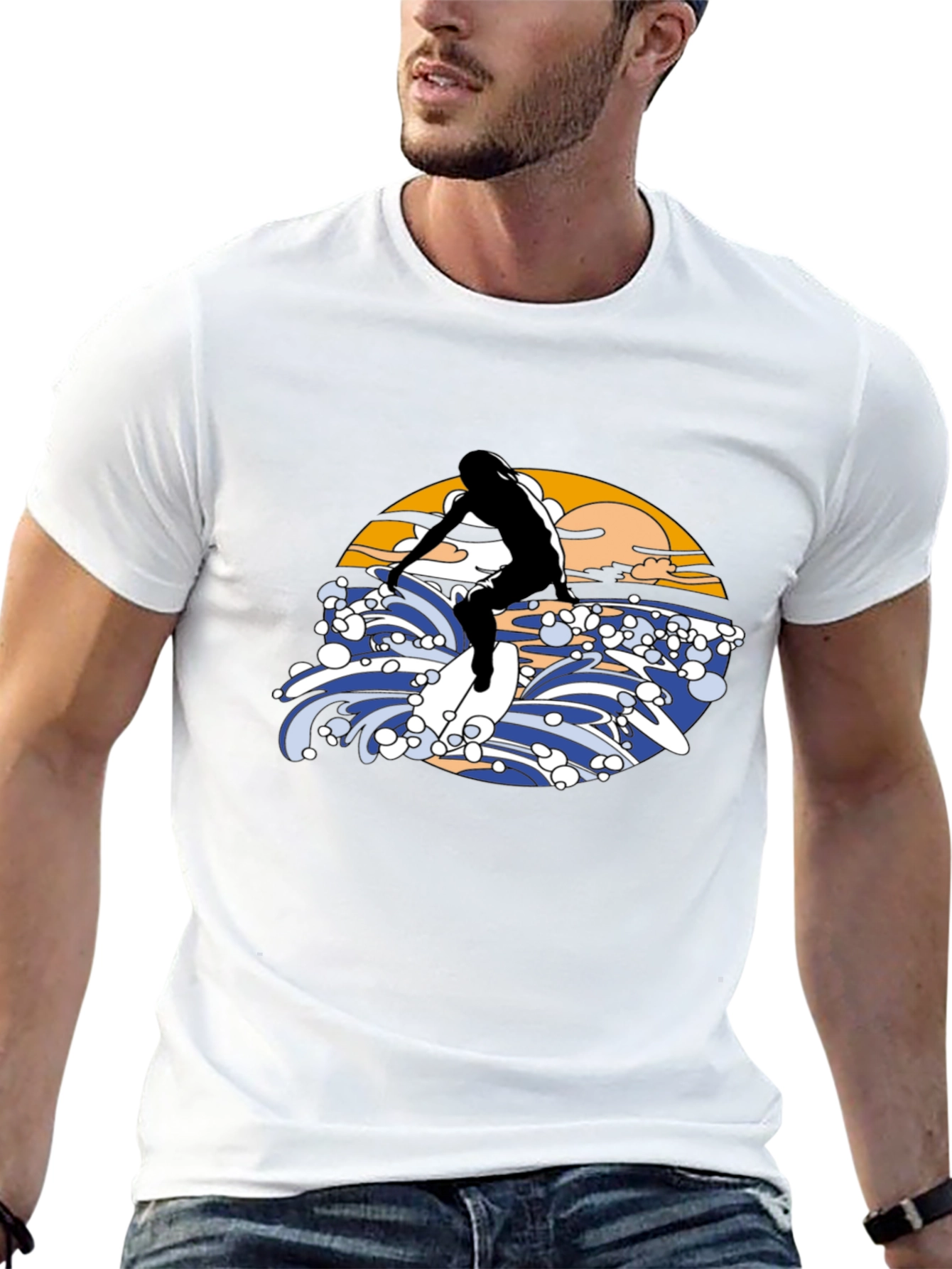 Surfer Graphic Black T-Shirt