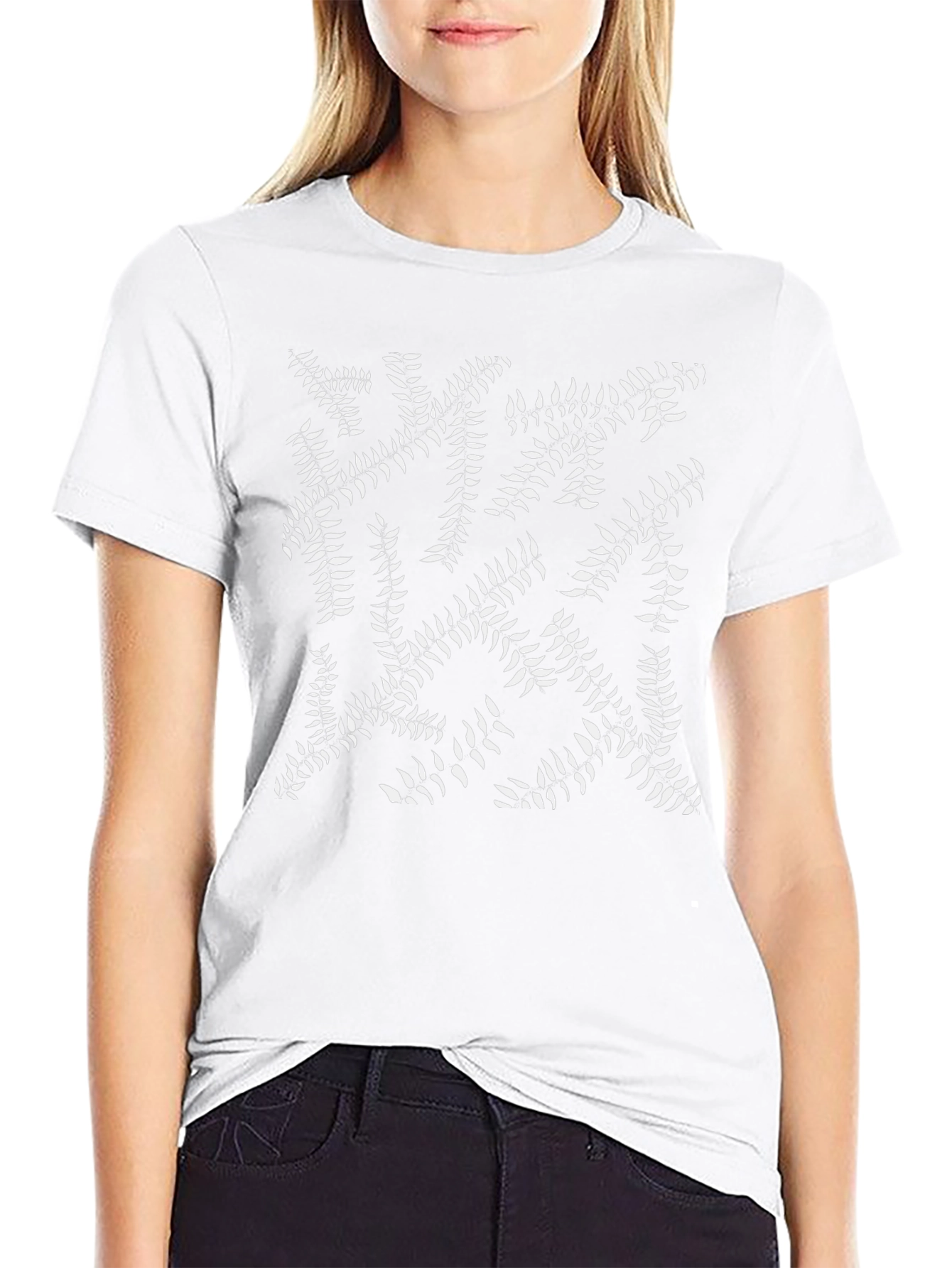 Abstract Fern Print Black T-Shirt