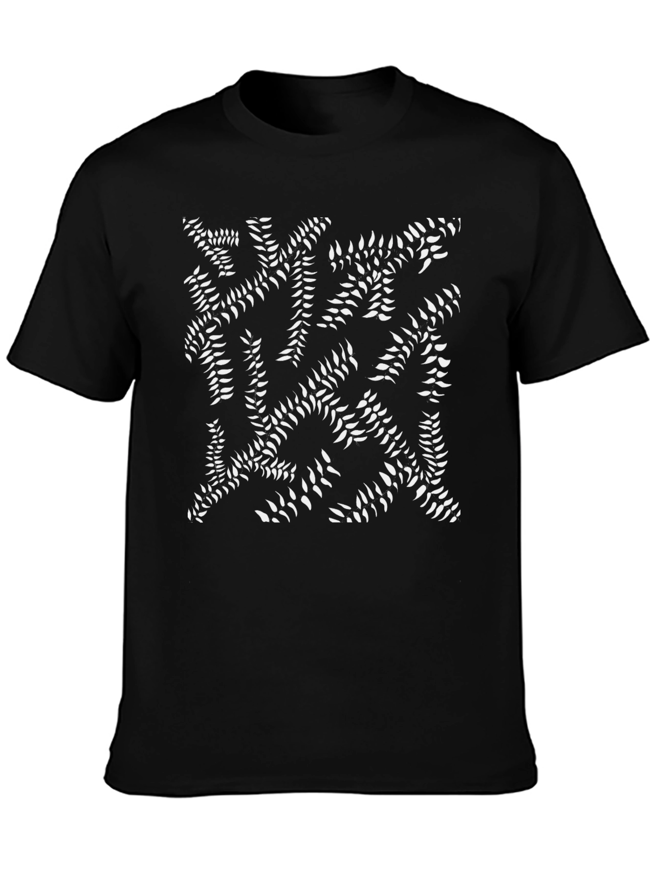 Abstract Fern Print Black T-Shirt
