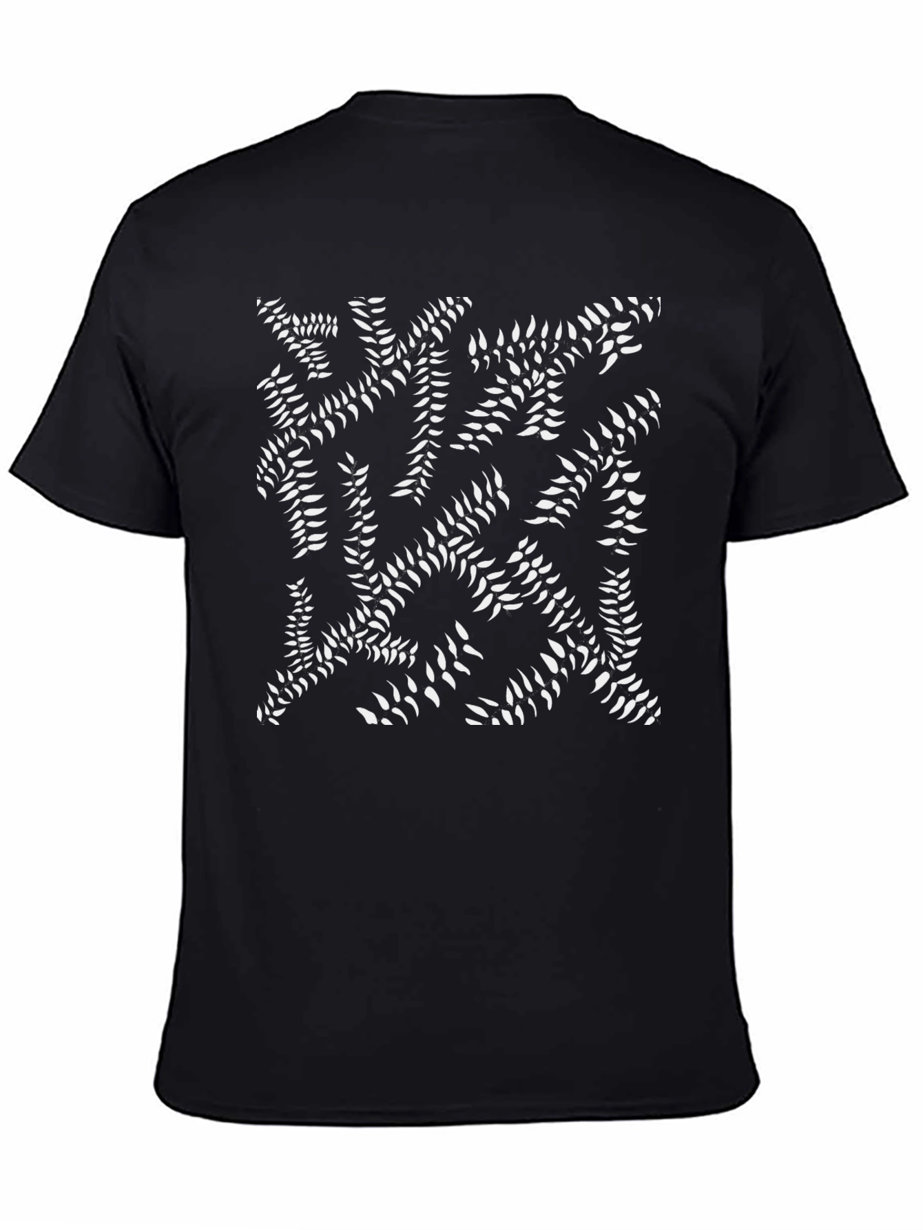 Abstract Fern Print Black T-Shirt