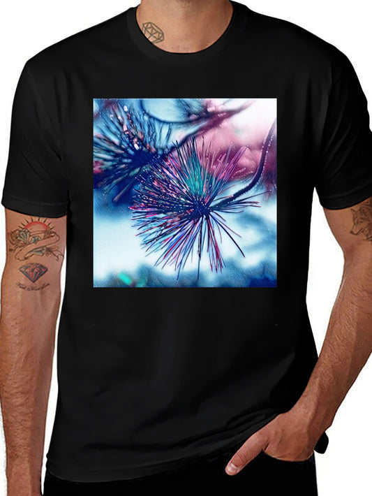 Abstract Pine Needle Graphic Tee - Black