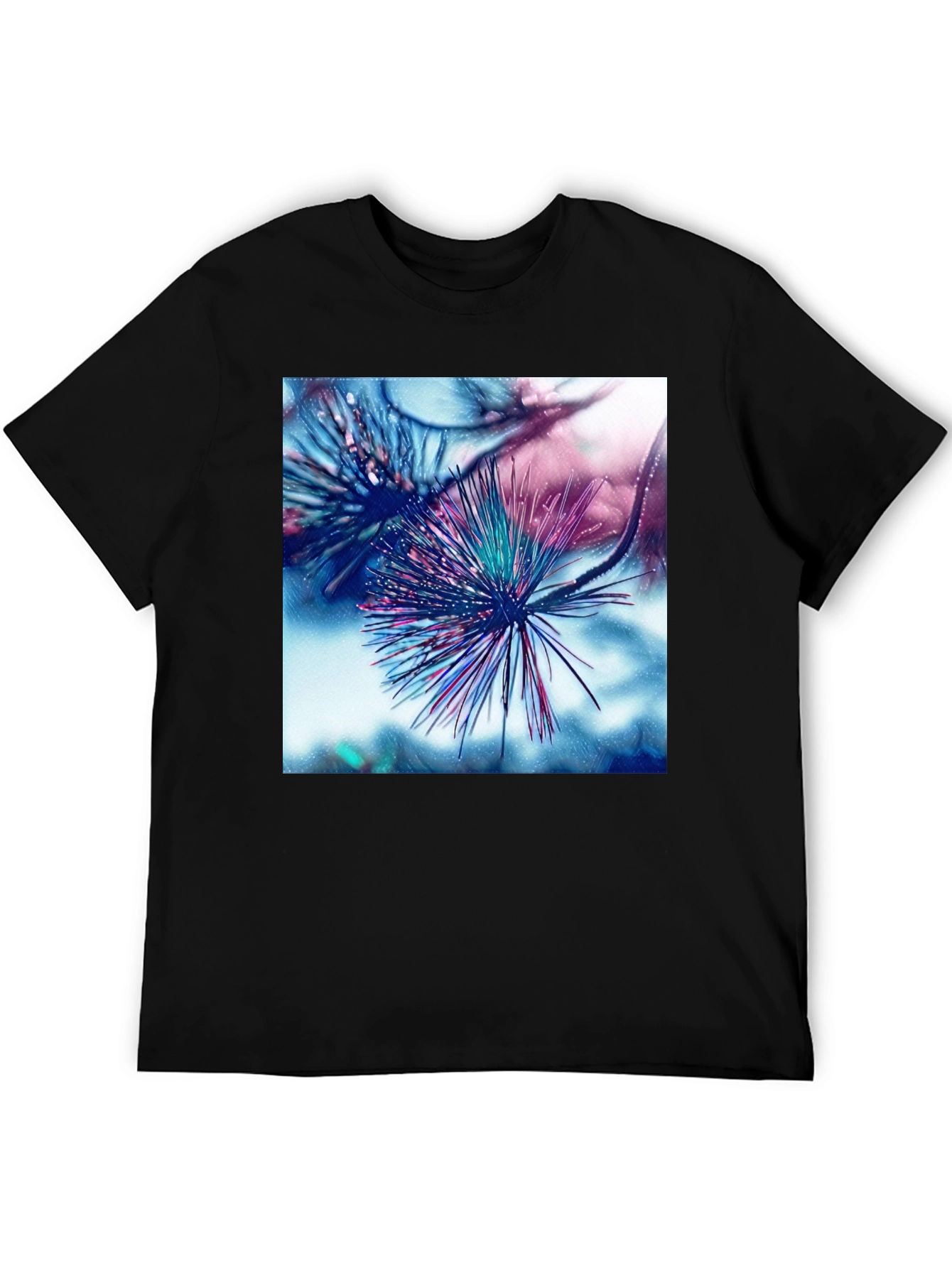 Abstract Pine Needle Graphic Tee - Black