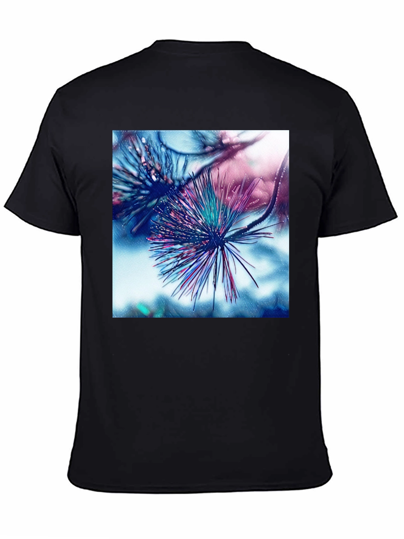 Abstract Pine Needle Graphic Tee - Black