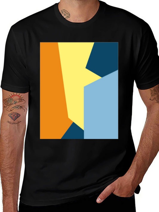Abstract Geometric Color Block Graphic Tee