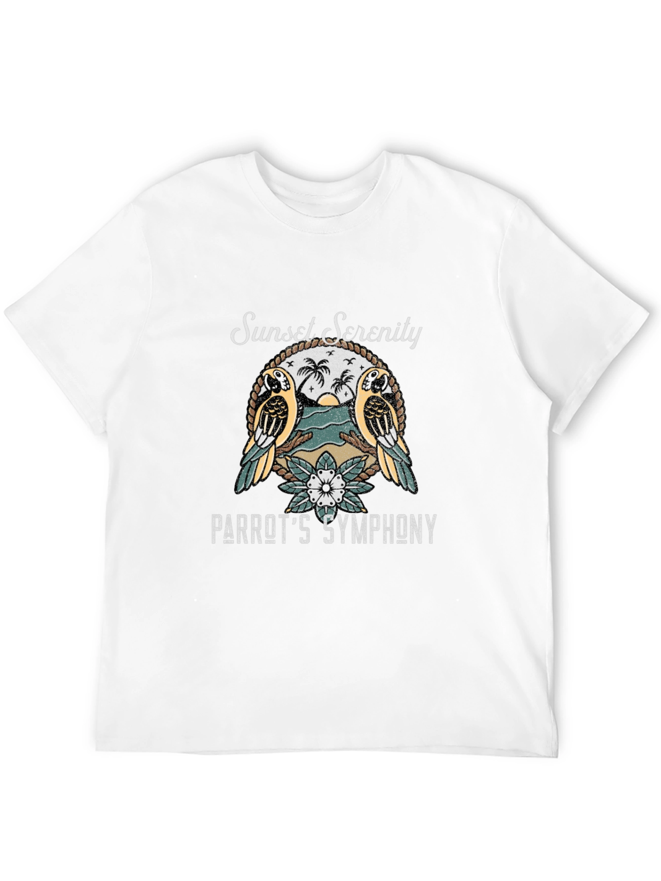 Sunset Serenity Parrot Graphic T-Shirt