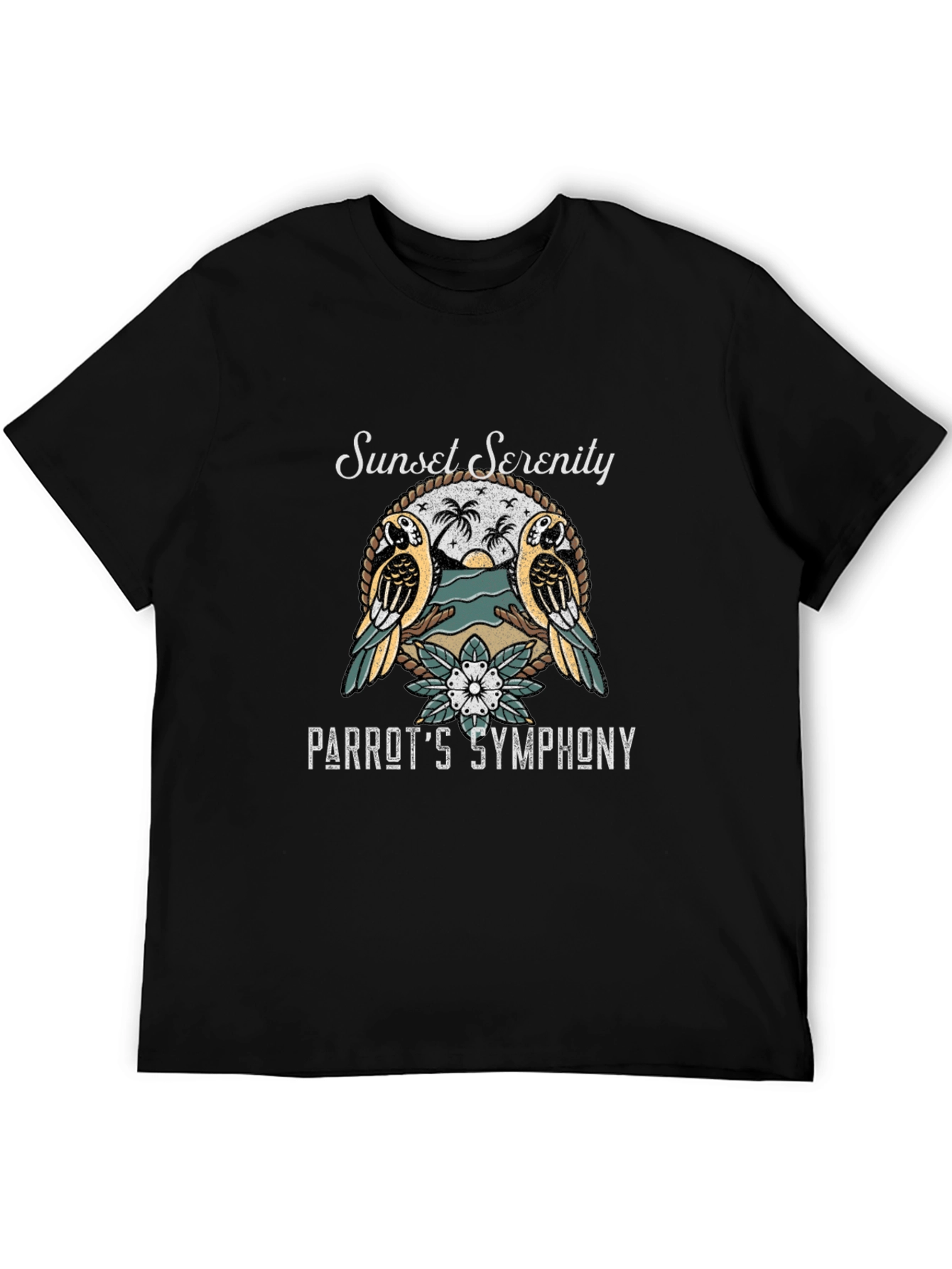 Sunset Serenity Parrot Graphic T-Shirt