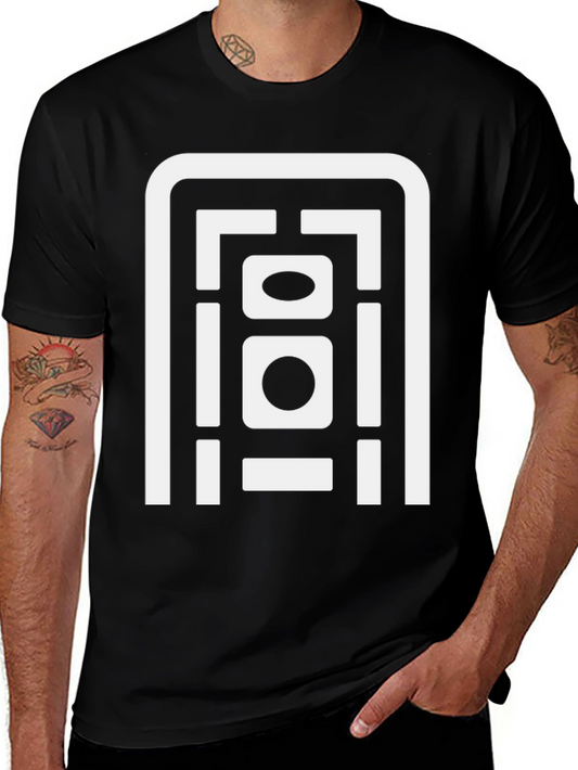 Abstract Geometric Graphic Print Black T-Shirt