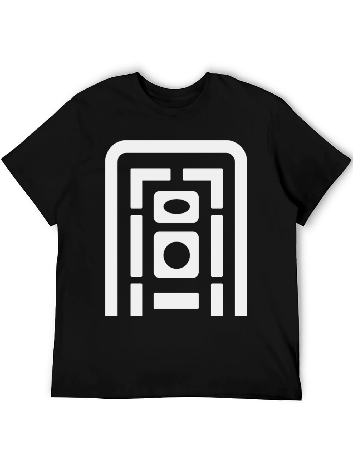 Abstract Geometric Graphic Print Black T-Shirt