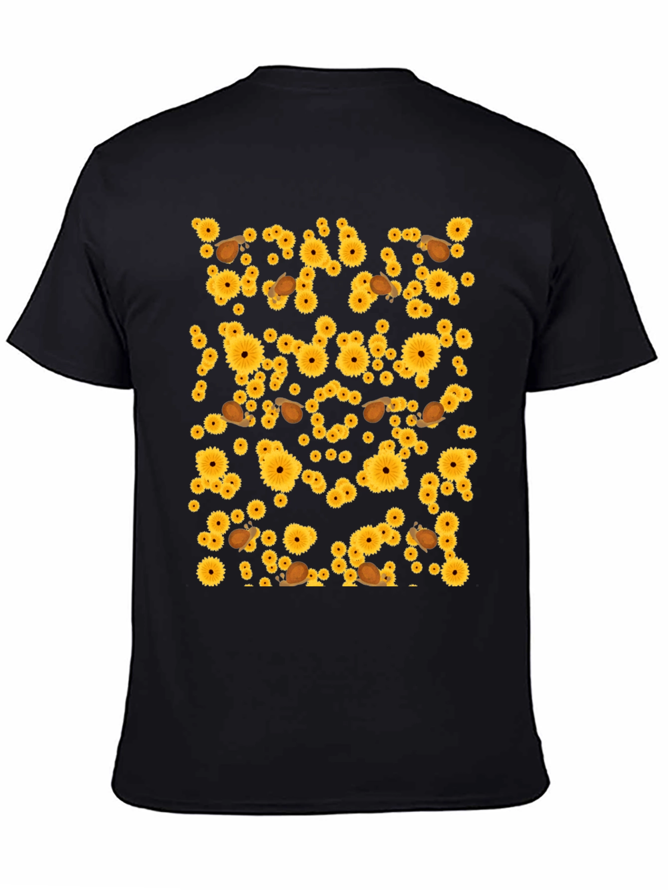 Sunflower & Snail Graphic Black T-Shirt