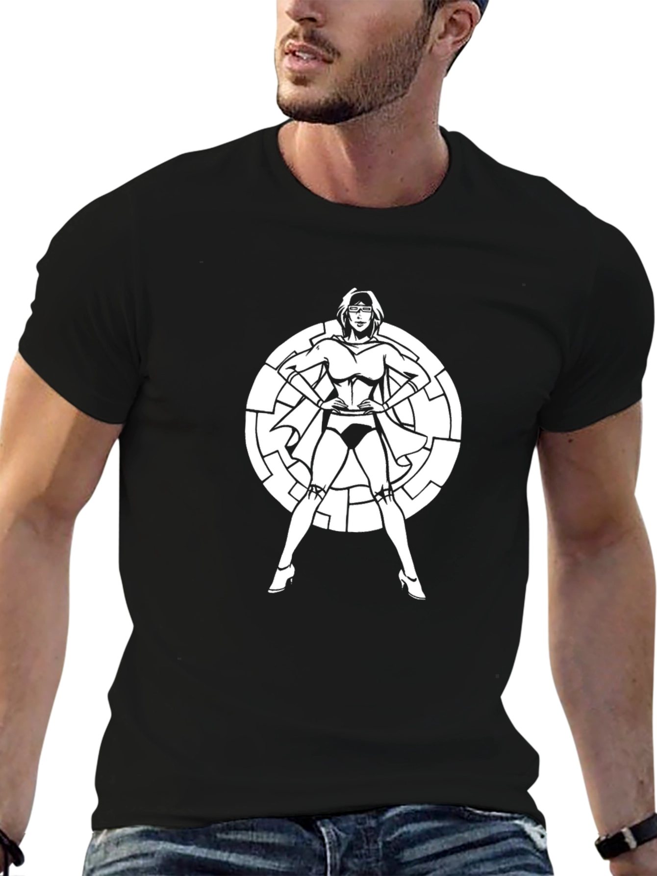 Superheroine Graphic T-Shirt - Bold Black Tee
