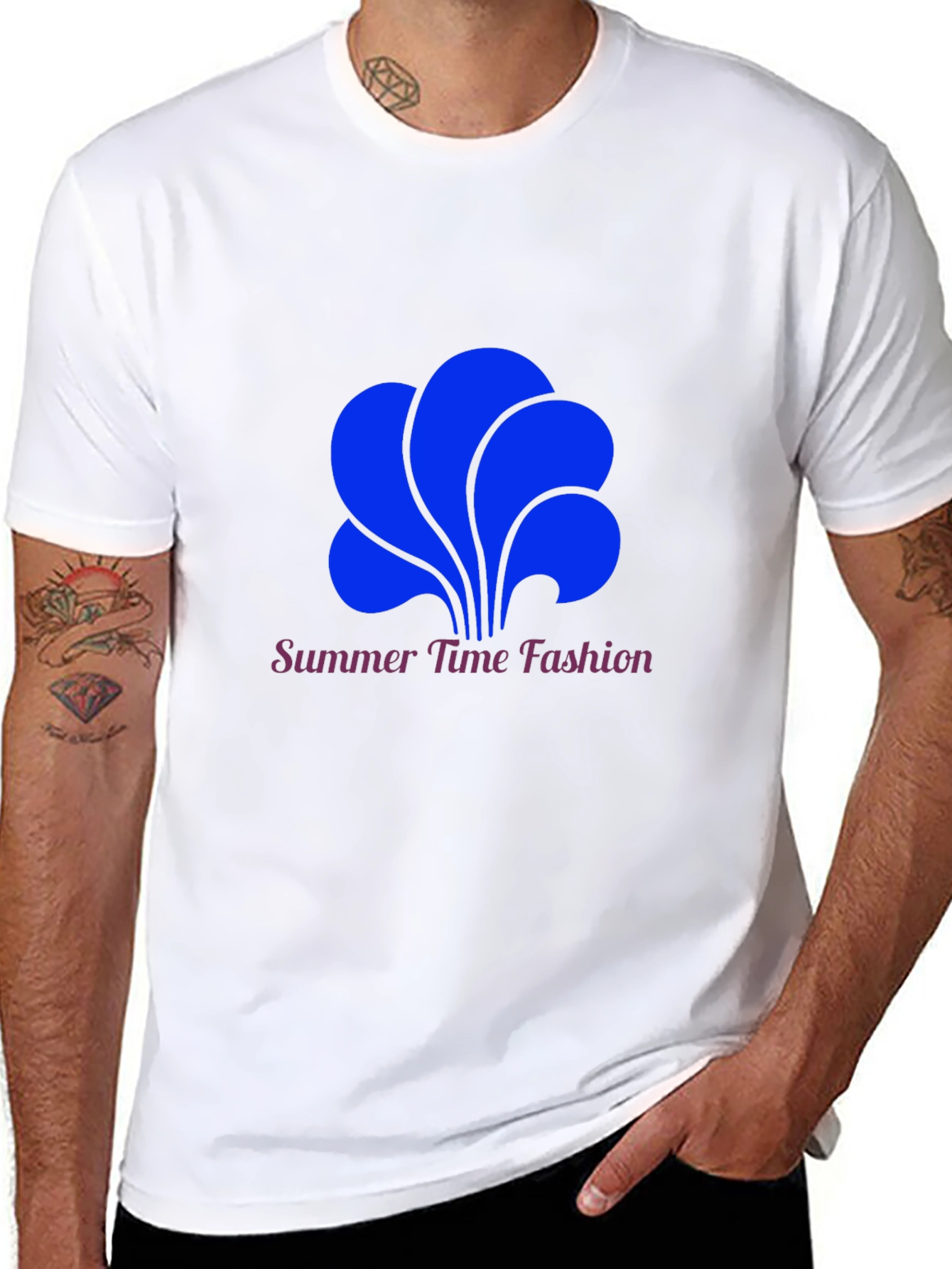 Summer Time Fashion Tee - Bold Blue Graphic