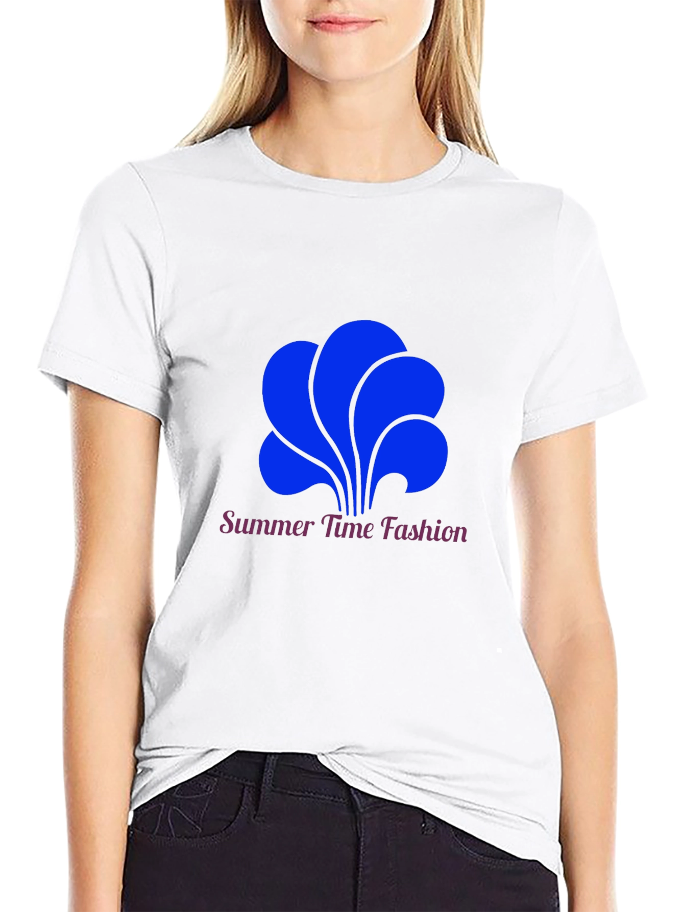 Summer Time Fashion Tee - Bold Blue Graphic